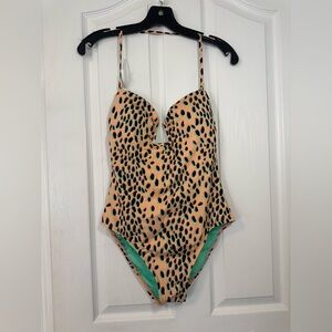 Bar III Leopard Print One Piece Swimsuit - Tan and Black